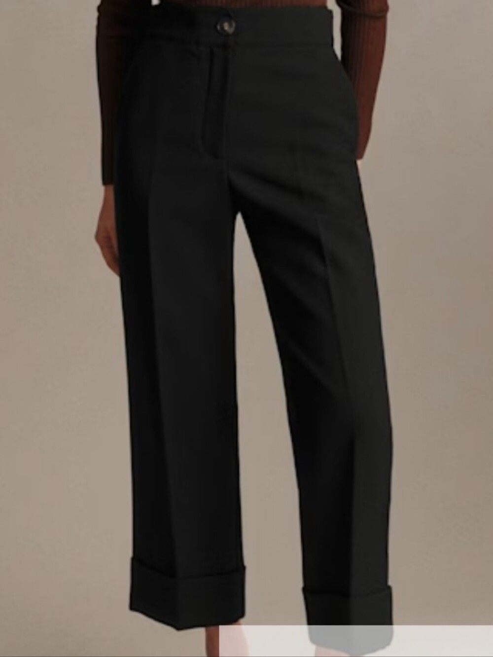 Sezane Damon Cropped Black Wide-Leg Trousers Sz 4